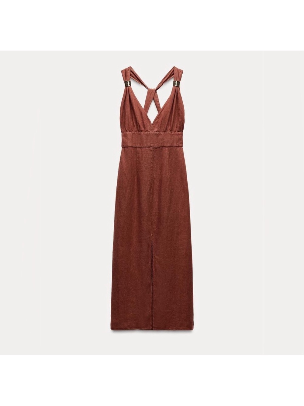 Zara Linen Midi Gold Detail - Picture 4 of 13